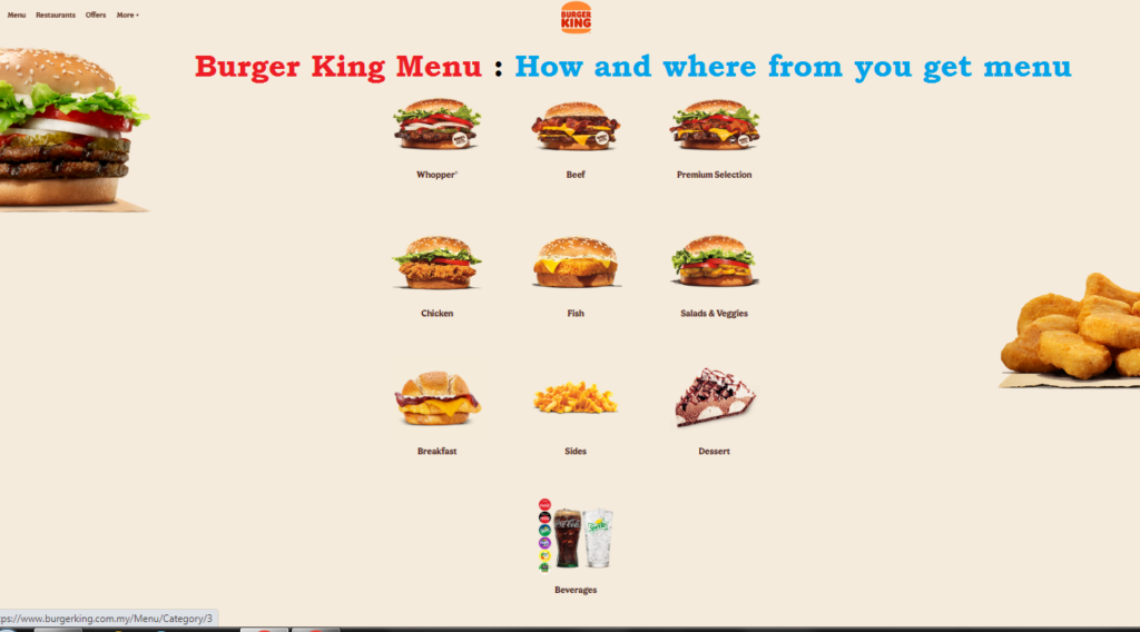 Burger King Menu